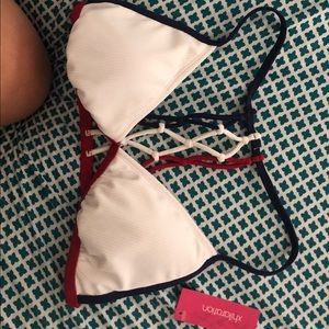 Red, White, and Blue Triangle Bikini Top